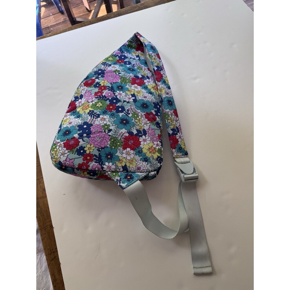 Vera Bradley Blue Floral Crescent Sling Crossbody Bag Zip Adjustable Strap - Picture 7 of 13